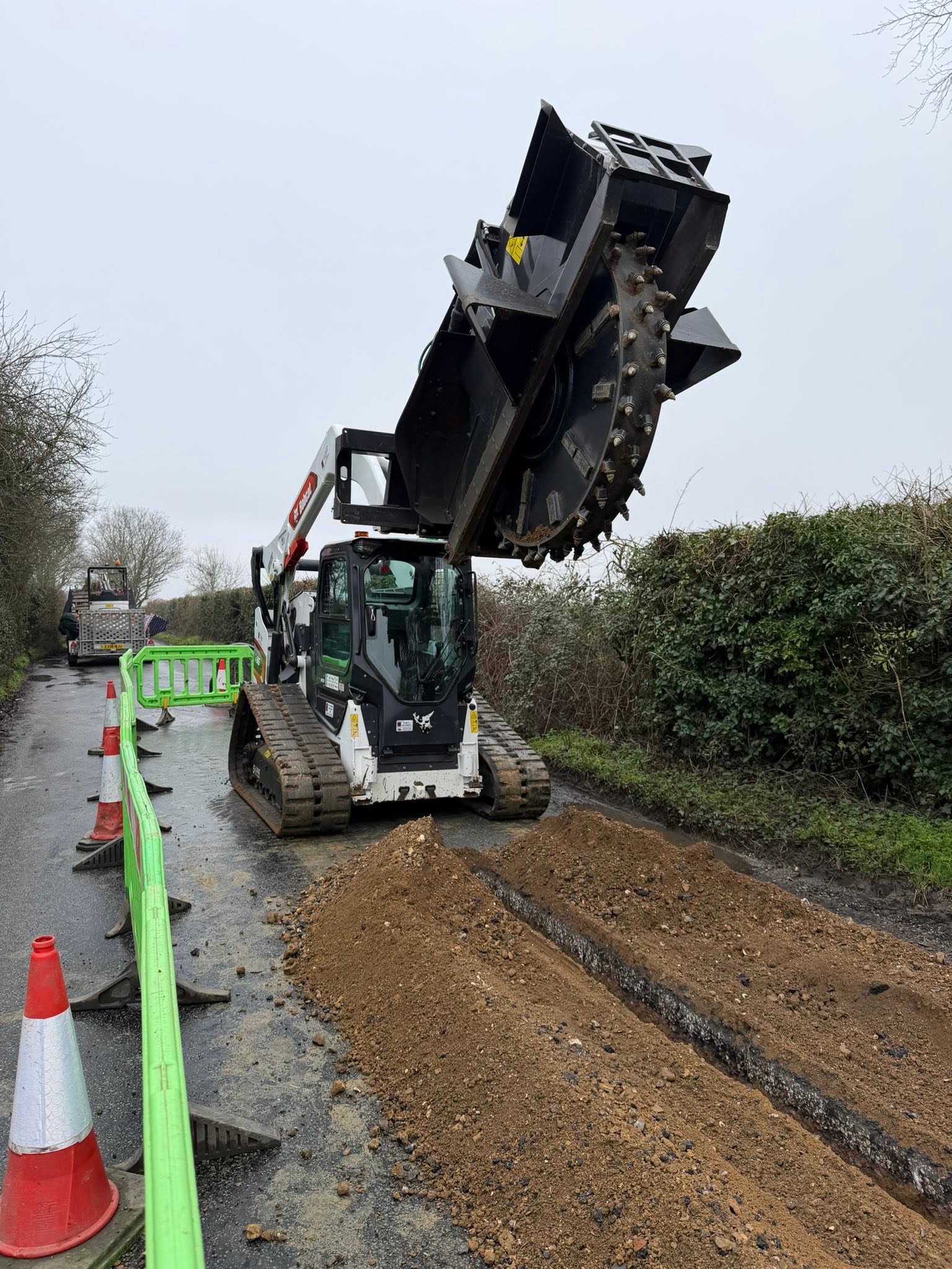 Wheel saw attachment above groundworks